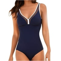 Jedan kupaći kostimi za žene V izrez Tummy Control kupaći pamudnost Ljetni sport Atletski trening skromni