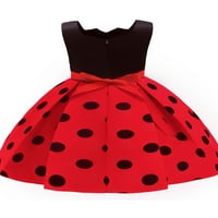 Eleluny Kids Girls Polka Dot bez rukava Vintage haljina za rođendan Swing haljina crvena 5t-6t