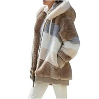 Ženska nejasna flekovska jakna boja Zip up kaputi sa kapuljačom zimski debeli plišani topli odjećni