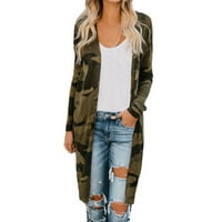 Cardigan za žene dugi modni patentni zatvarač Čvrsto kardigan jakna za jesen džepni kaput bluza vrhovi