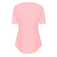Žene ležerne vrhove majica dame v izrez patentni patentni majica bluza TEE TOPEN HOMENS T majice Pink