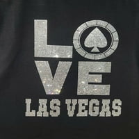 Las Vegas Love Casino Chip Rhinestone Bling Bling kratki rukav majica-atletički Heather Women V-izrez