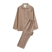Oieyuz ženska pidžama odijela meko ispisane gumb s dugim rukavima s dugim rukavima dolje pantalone kućne