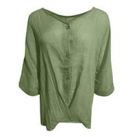 Ženski bluze V-izrez Čvrsta bluza Ležerne prilike za žene kratki rukav ljetni vrhovi zeleni 4xl
