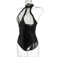 Shiusina Nova ženska plus veličina kožna mreža za donje rublje donje rublje Bodysuit Sleep odjeća crna