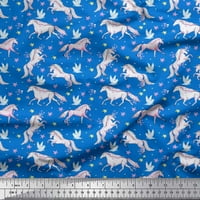 Soimoi pamučna voile tkanina točka, zvezda i jednorog životinjski ispis tkanina sa dvorištem širom