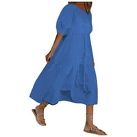 Twifer haljine za žene modne žene labave pune boje O-izrez duhovne rukave casual kratkih rukava haljina