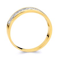 Welingsele Muške čvrste 14K dva tona bijela i žuta zlatna polirana dijamant CZ CZ CUBIČNI ZIRCONIA Vjenčani prsten za vjenčanje - veličine 10