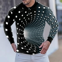 Muška bluza Modni sportovi apstraktni geometrijski tiskani rever dugme dugi rukav Top muški redovito
