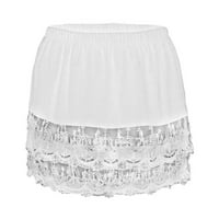 Besufy Women Mini suknja Majica Extender Čipka Hollow Boweter Odjeća Pribor bijeli