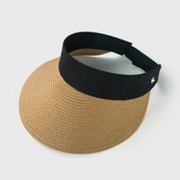 Cuoff šeširi za sunce za žene široke slame vizuri ženske sklopive vizure na plaži Ljeto Roll up up ponytail