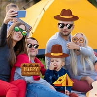 SRETNI KAMPER PAYPER Photo rekviziti - Smiješni kamp Party Selfie sa palicama za kamp rođendanske zabave, tuš za bebe, backyard kamp vatre FUMP-a Pješačenje