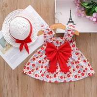 Tking Moda Toddler Baby Kids Girls Suspeders Cvjetne princeze Haljina hat odjeća Red 110