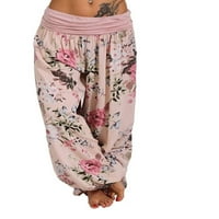 Justvh Žene Ležerne prilike za široku nogu teške haremske hlače Srednji struk labavi joga dukseri