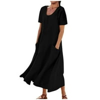 FOPP Prodavač Ženska ljetna casual okruglica s punim rukavima bez rukava s džepovima Black XL