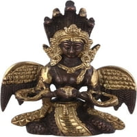 Purpledip zmija zmija boginja Nag Kanya Mansa Devi Handmade Skulpransko mesing statue; Sretno šarm