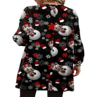 Abtel Ladies Xmas Cardigani Otvoreno Prednja božićna kardigan Lagana odjeća Žene Loose Odmor jakne Black