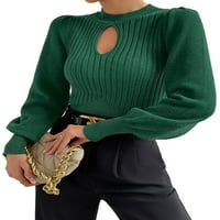 Ležerni obični otvor za ključeve na rukavima zeleni puloveri dugi ženski džemperi