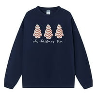 Smihono ponude dukseri za ženske božićne grafičke print casual crewneck pulover na vrhu dugih rukava