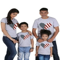 Groanlook muškarci Žene djeca roditelj-dijete na vrhu američke zastave tiskane majice kratkih rukava