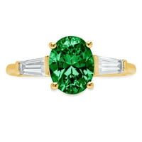 2.5ct ovalni rez zeleni simulirani smaragd 18K žuti zlatni godišnjica angažmana kamena prstena veličine