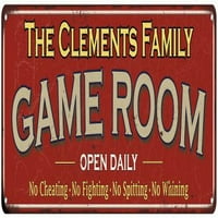 Clements Obiteljska crvena igra metalni znak 108240038912
