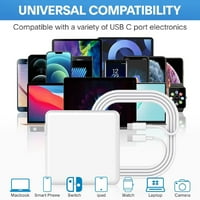 Kompatibilan sa MacBook punjačem, 98W USB C prijenosna punjač za Macbook Pro & MacBook Air, iPad Pro, Samsung Galaxy i All USB C uređaj, TIP C Punjač za laptop, 6,6ft MacBook punjač USB C