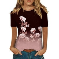 Ženski vrhovi ženske grafičke grafike kratkih rukava Grafički otisci Ladies majice Ljetne košulje za žene vino XL