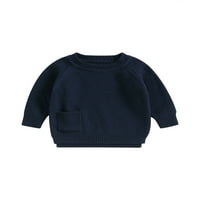 Qinghua Novorođenčad Dječak Pleteni džemper Duge pulover s dugim rukavima sa džepom pletiva s dojenčadi