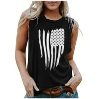 Vrhovi bez rukava za žene plus veličine, ženska američka zastava Camo bez rukava na vrhu majica 4. jula Patriotske majice