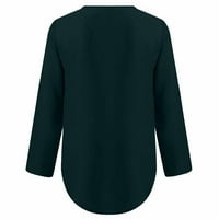 Miluxas ženske ljetne majice s dugim rukavima Zip Casual Tunic V-izrez za bluzu s vratima Vrhova čišćenja Prodaja Green 14