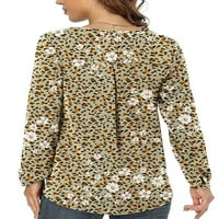 Beiwei žene dugih rukava V izrez šifonske bluze košulje dame labavo fit casual cvjetni print tunika