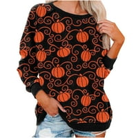 Dahyich Womens Halloween Dukseri Smiješni džemper od bundeve Dugi rukavi Preveliki pulover vrhove lubene