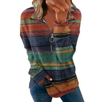 Feesfesfes dukseri za žene Modni labavi turtleneck Print Zip dugim rukavima Dukserica Top bluza u prodaji