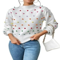 Kelajuan ženske pad džempere šareni pom dugih rukava sa kopčom za posadu sa vratima izrez labavi fit