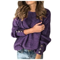 LowRofile pulover džemperi za žene plus veličine dugih rukava casual vrhovi modni čvrsti okrugli vrat topli zimski pad pletena džemper