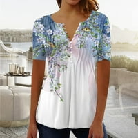 Ženske vrhove kratkih rukava ispisana bluza Ležerne prilike za žene Ljeto V-izrez T-majice Tuničke majice
