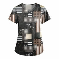 Ženski bluze Grafički print kratkih rukava za bluza Radna odjeća za žene V-izrez Tee Siva 2xl
