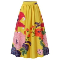 Ženska ležerna haljina Ženska boemska cvjetna suknja za printu High Squik Party Pocket Džepna dugačka
