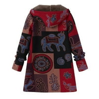 Kardiganska jakna za žene Zimska topla odjeća cvjetni džepovi s kapuljačom vintage preveliki kaputi