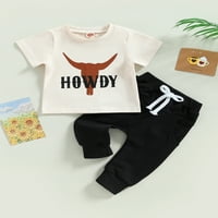 TODDLER Baby Boy Summer Outfit set krava Print Top and Hars Set 0-3t