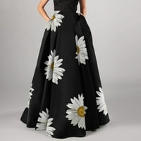 Haljine za žene Ženska boemska suknja za cvjetnu printu Visoko struk Party Pocket Long Maxi suknja