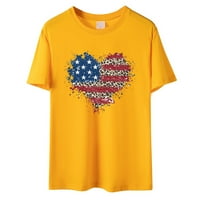 Patriotske majice za žene, ženski kratki rukav za okrugli vrat Top majica Dan neovisnosti Ispis majica Prodaja slobodnog stola Danas Clearence Gold L # 5