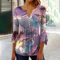 Cacomomrkar PI Ženske košulje dugih rukava Plus veličina vrha Dugme za ispis trubača Osnovna bluza u