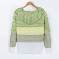 Velika prevelika kapuljača V-izrez Boja blok Žene grafički džemper plus veličina pulover patchwork dugih