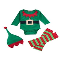 Liacowi Baby Boys Girls Božićna odjeća, kontrastna boja Romar + rukavi za noge + šešir