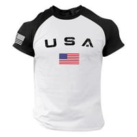 Hanas Patriotske majice za muškarce - USA Raglan s kratkim rukavima na majici američke zastave za muškarce za muškarce za četvrti jul