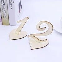 1- Drveni stolni brojevi sa bazom držača u obliku srca za potrebu za rođendan na vjenčanje