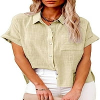 Dabuliu ženske ležerne majice kratki rukav labav fit pulover vrhove ljetne modne džepne bluze