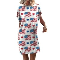 Ženski 4. juli Haljina Patriotska haljina za majicu Ljetna casual USA Zastava tiskane V izrez kratkih